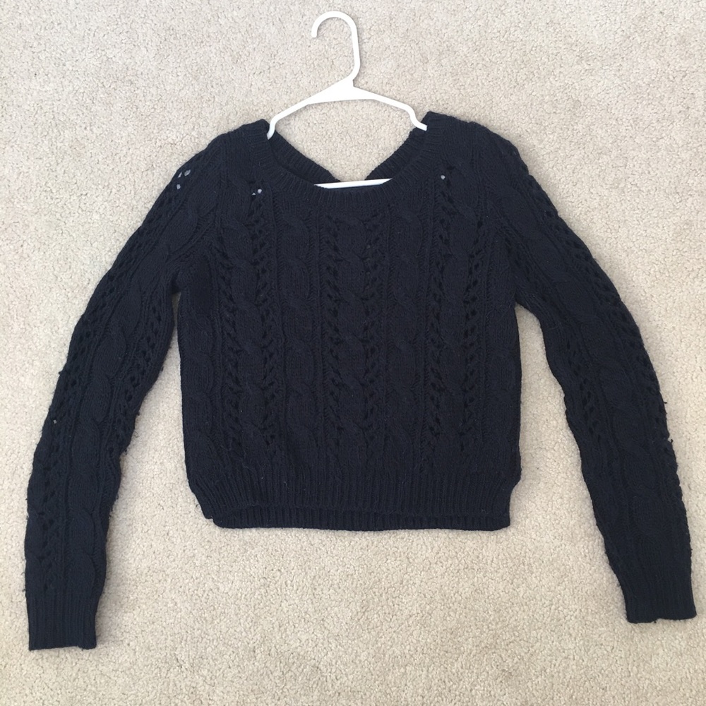 Hollister Cropped Navy Sweater